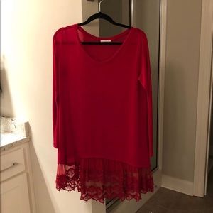Long sleeve Sheer Red Christmas Dress!